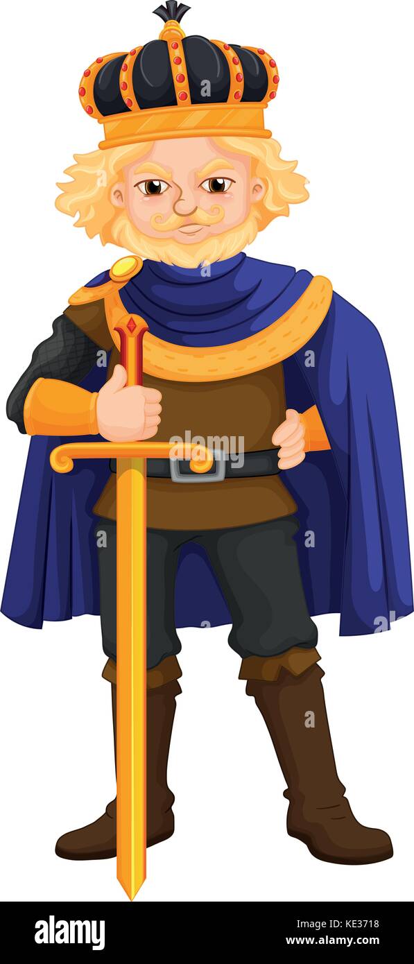 King With Sword And Crown Illustration Stock Vector Image & Art - Alamy