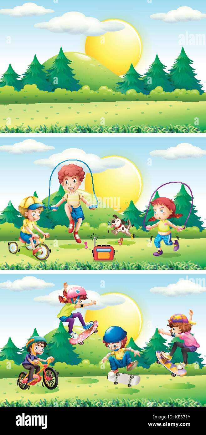 Children playing in the park illustration Stock Vector Image & Art - Alamy