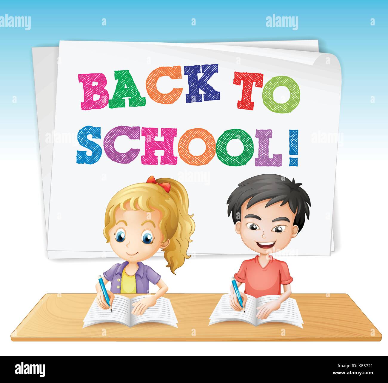 Kid boy writing diary Stock Vector Images - Alamy