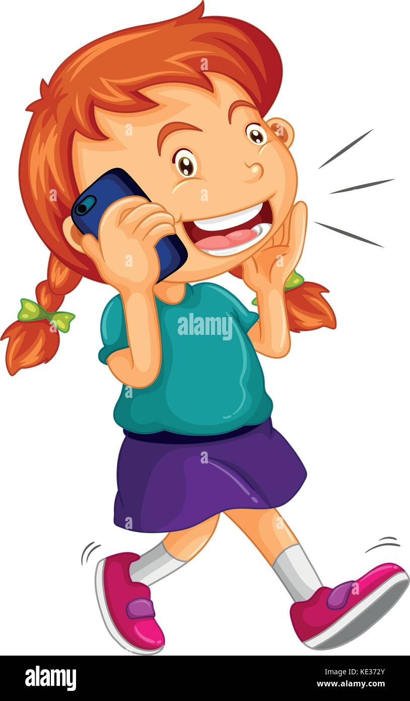 Girl talking on the cellphone illustration Stock Vector Image & Art - Alamy