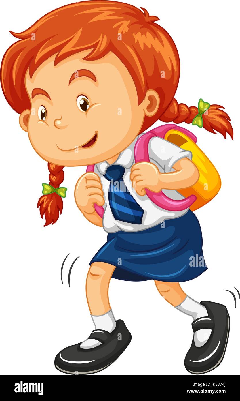 School Clipart-smiling girl with school bag clipart