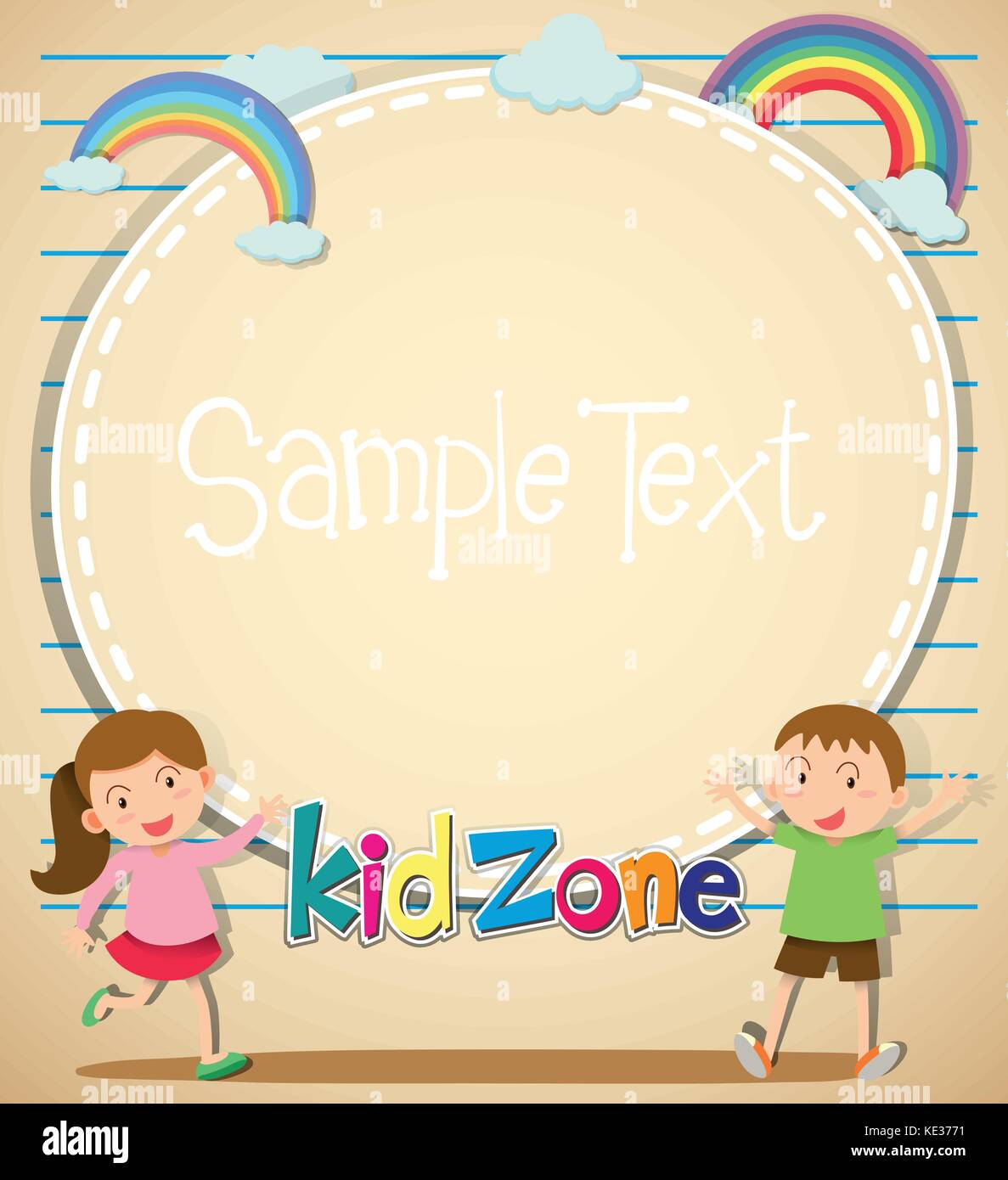 Border design with girl and boy illustration Stock Vector Image & Art ...