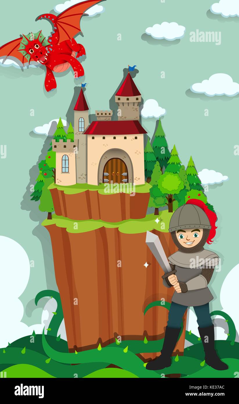 Knight fighting with the dragon illustration Stock Vector Image & Art ...