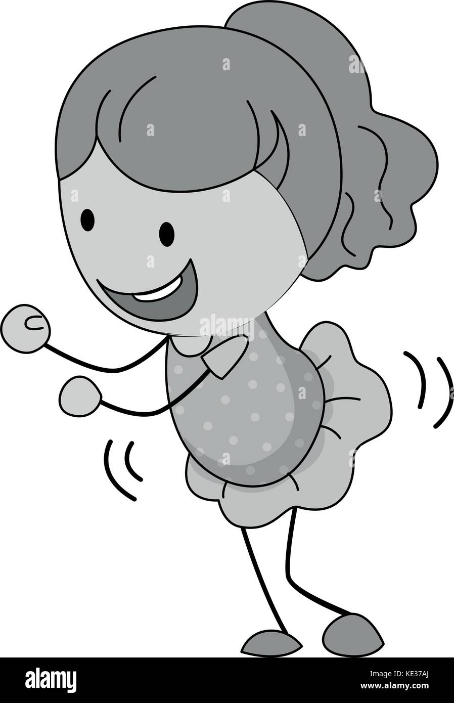 Little girl in skirt dancing illustration Stock Vector Image & Art - Alamy