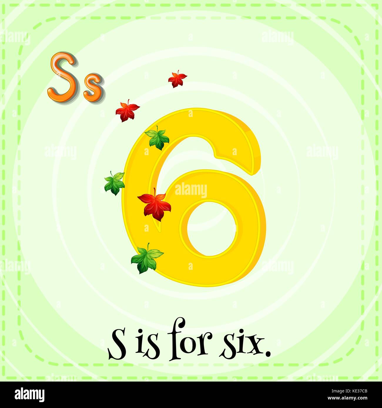 Flashcard letter S is for six illustration Stock Vector Image & Art - Alamy