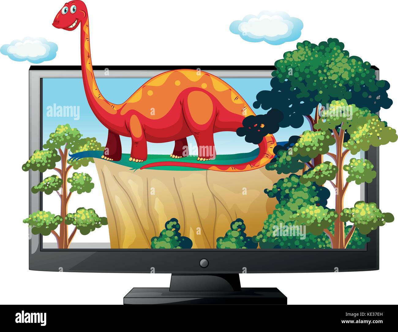 Sauropod on the computer monitor illustration Stock Vector Image & Art ...