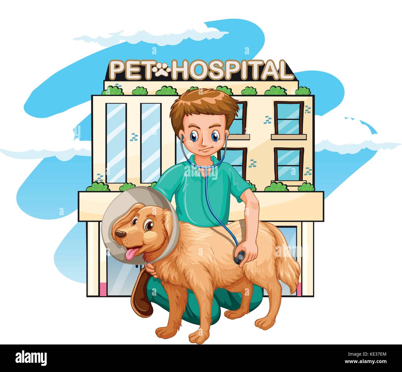 Vet giving treatment to dog illustration Stock Vector Image & Art Alamy