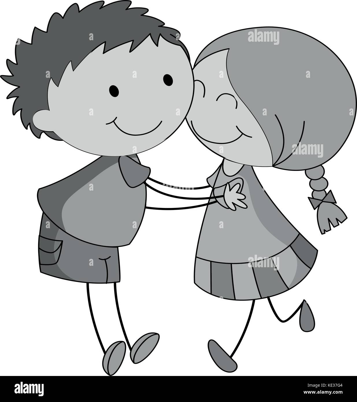 Boy and girl hugging and kissing illustration Stock Vector Image & Art -  Alamy