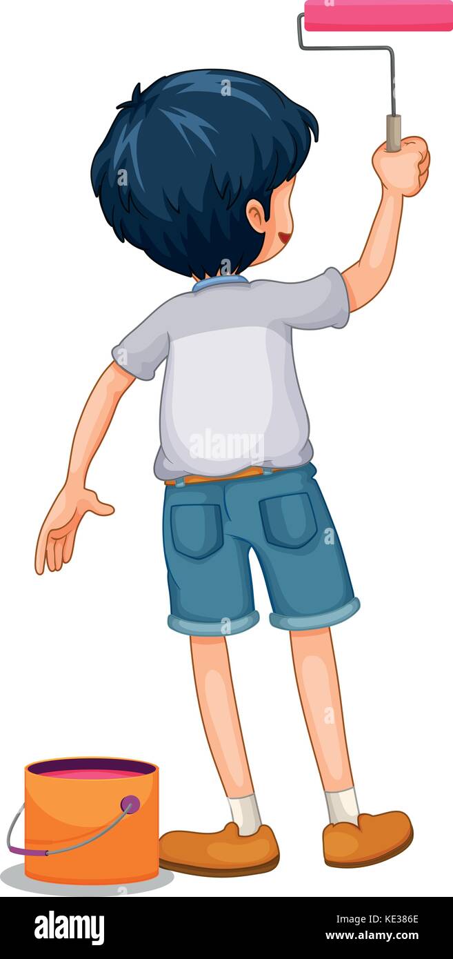 Boy painting the wall illustration Stock Vector Image & Art - Alamy