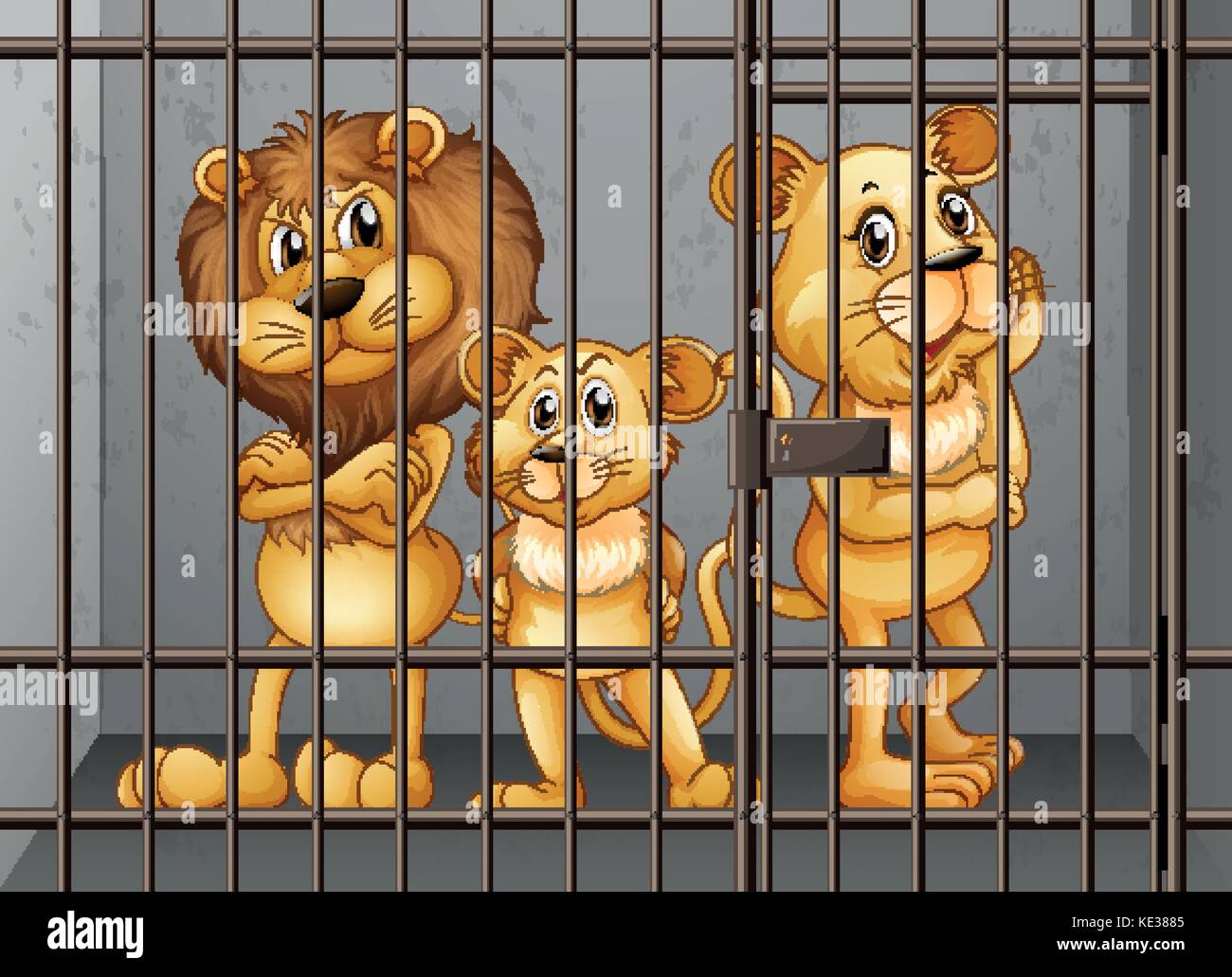 Lions being locked in the cage illustration Stock Vector Image & Art ...