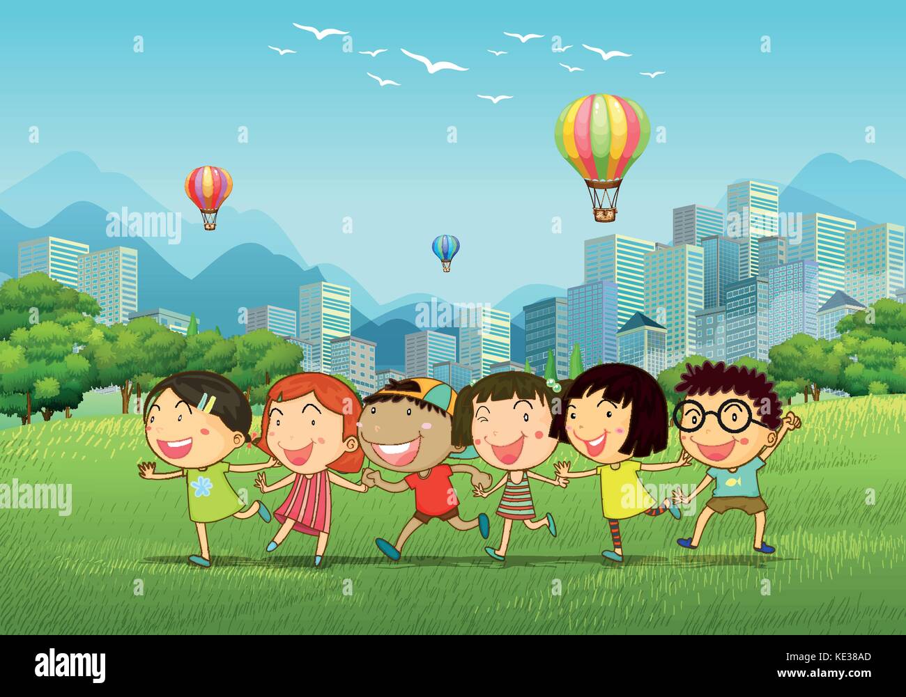 Children playing in the park illustration Stock Vector Image & Art - Alamy