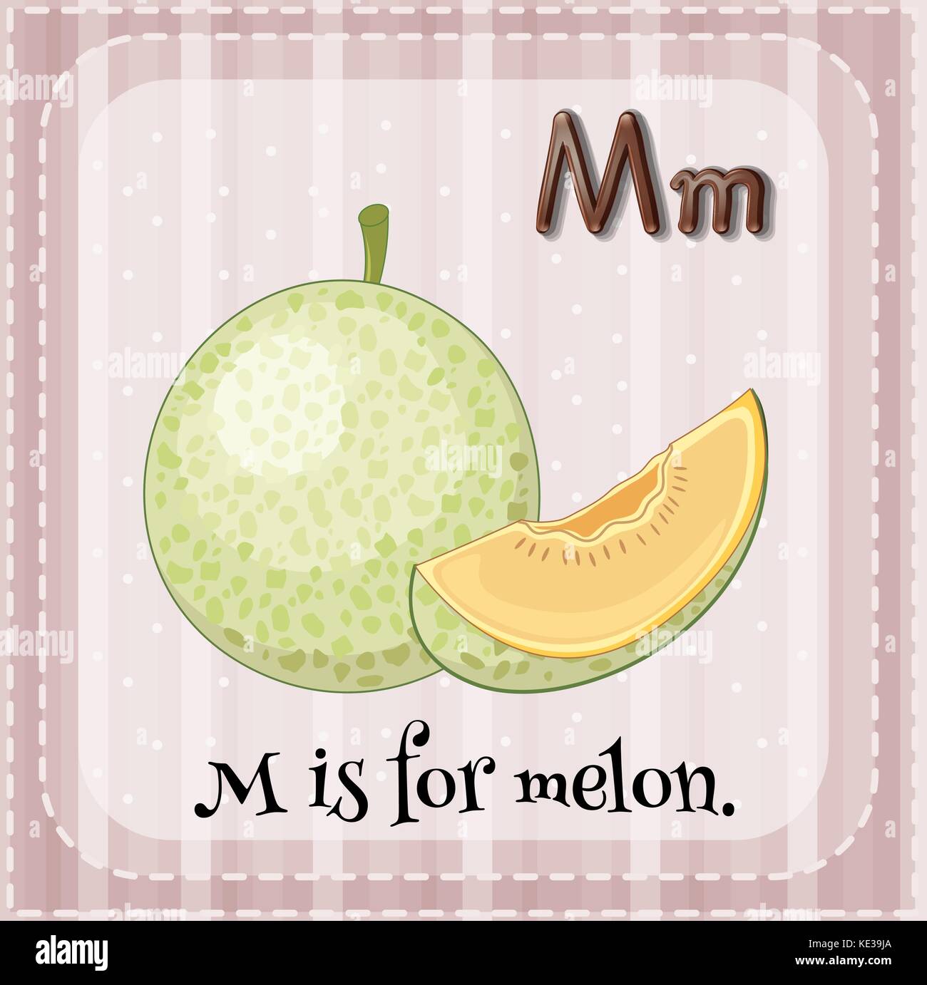 Flashcard letter M is for melon illustration Stock Vector