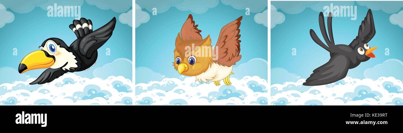 Wild birds flying in the sky illustration Stock Vector Image & Art - Alamy
