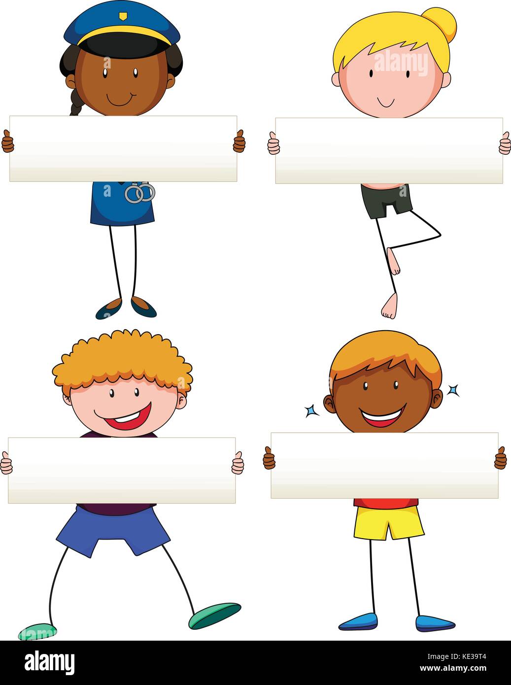 Group kids holding blank sign hi-res stock photography and images - Alamy