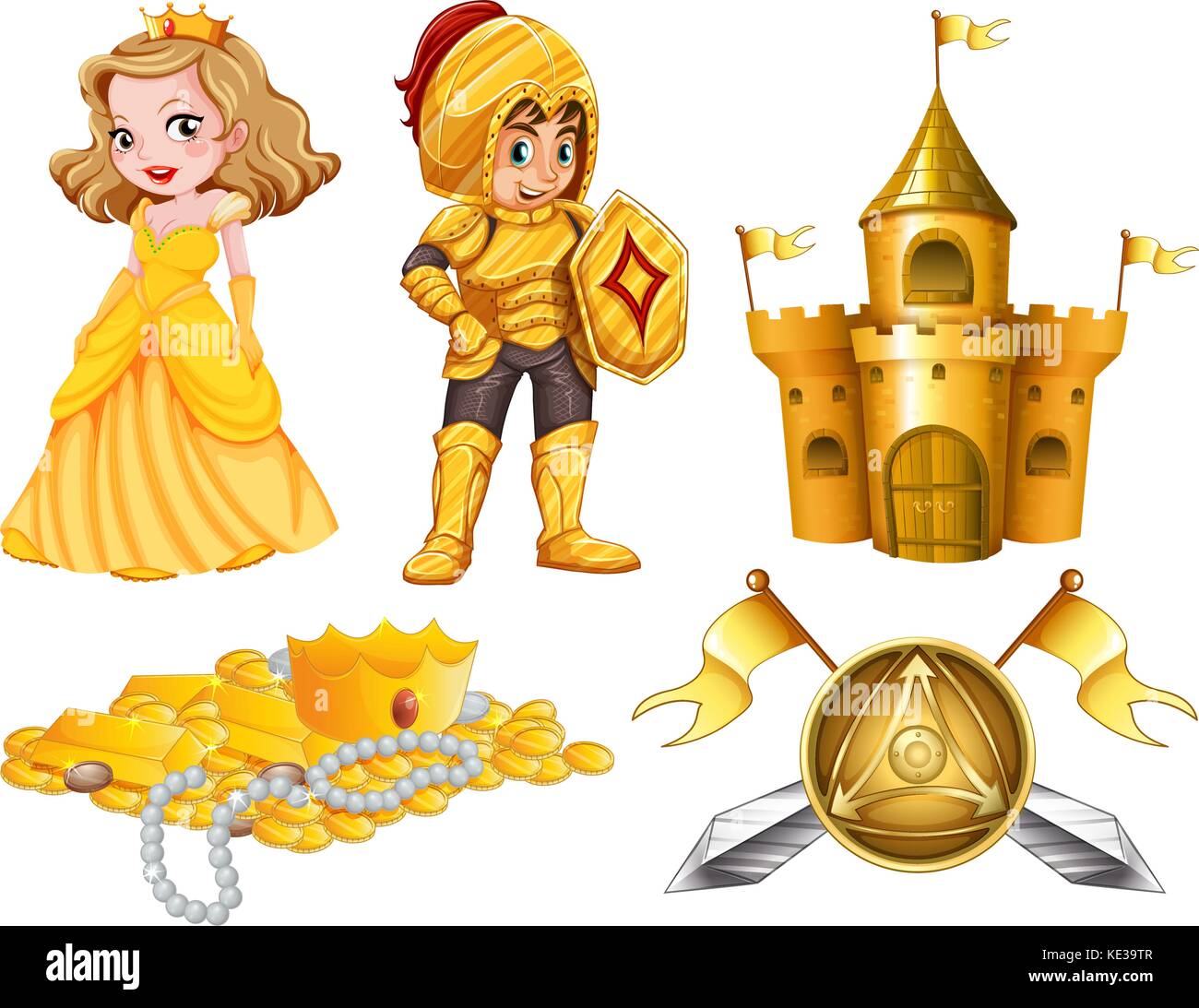 Fairytales set with knight and princess illustration Stock Vector Image ...