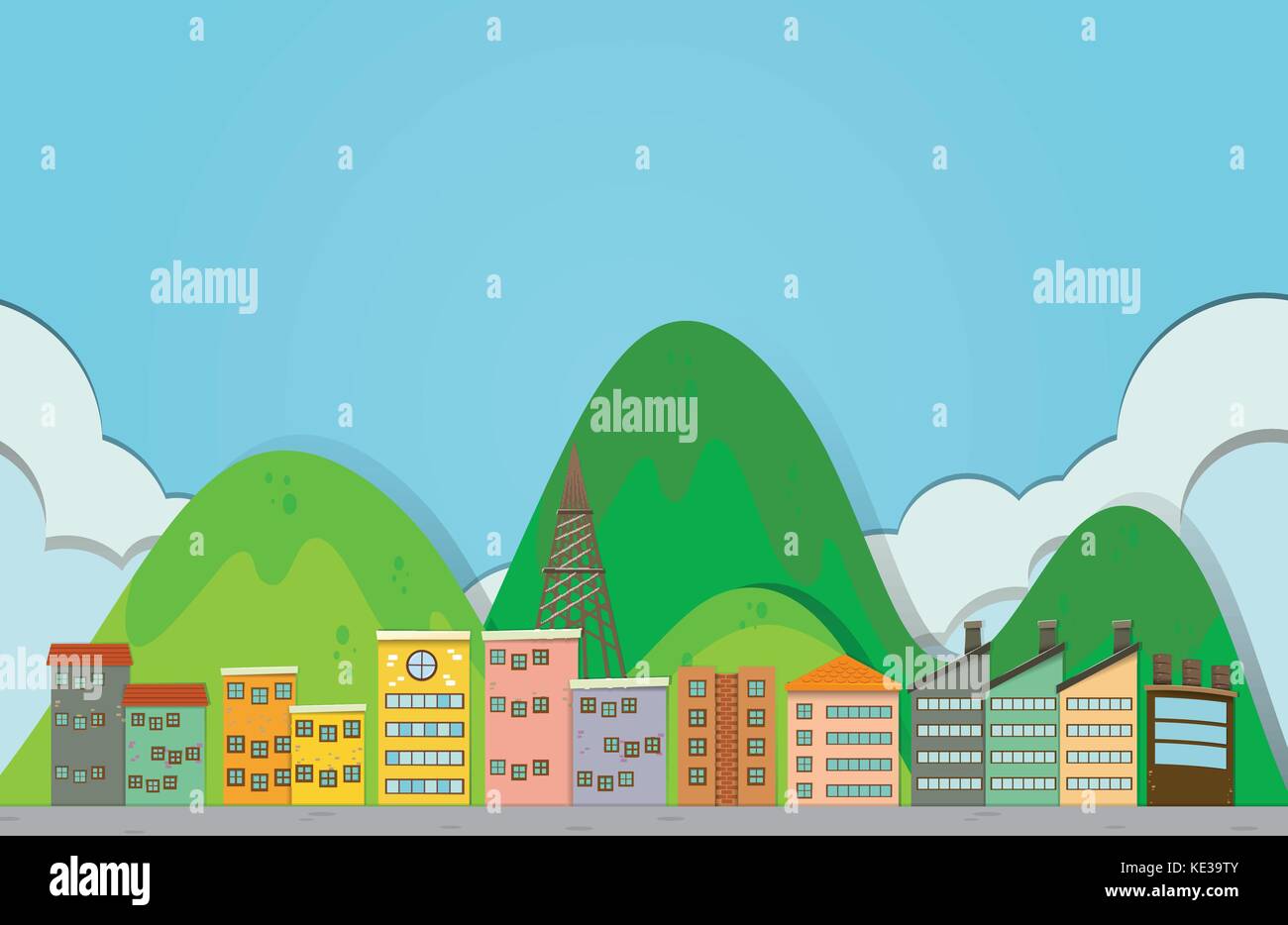 Buildings along the road illustration Stock Vector Image & Art - Alamy
