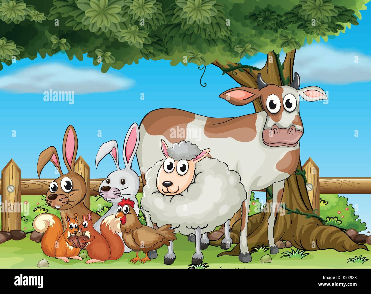Farm animals in the farm illustration Stock Vector Image & Art - Alamy