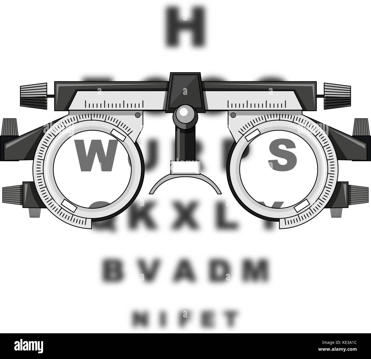 Eyesight test glasses and reading boards illustration Stock Vector