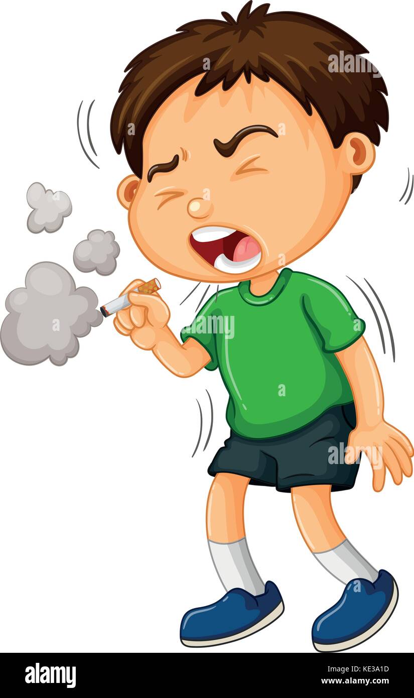 Boy smoking cigarette alone illustration Stock Vector Image & Art