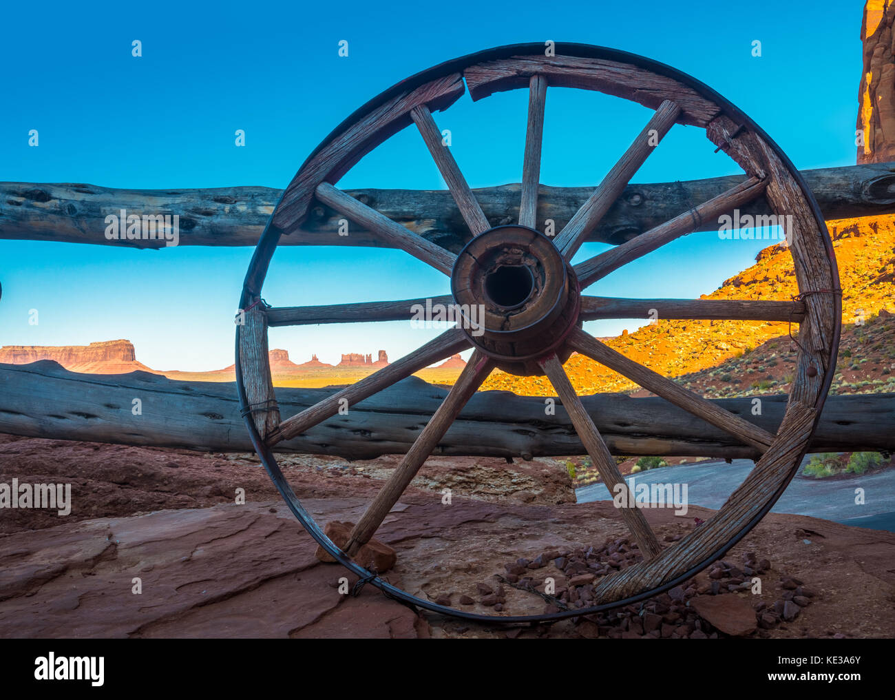 Monument Valley is a region of the Colorado Plateau characterized by a cluster of vast sandstone buttes Stock Photo
