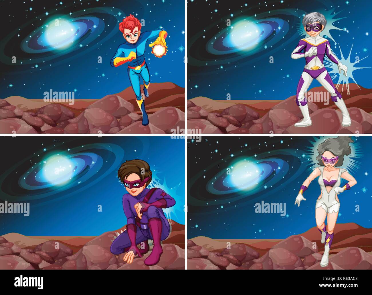 Superheroes in the space illustration Stock Vector Image & Art - Alamy