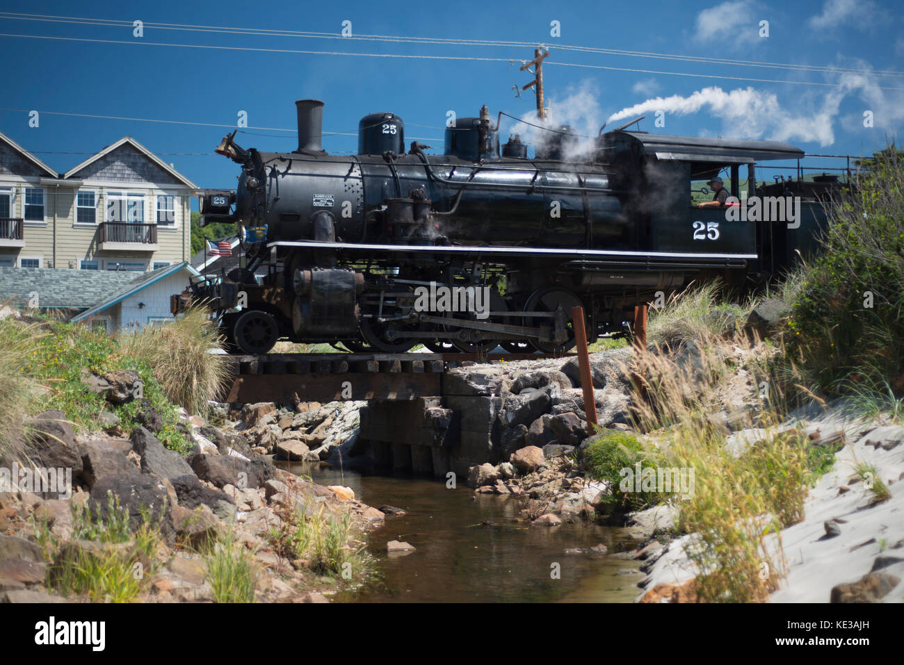 Oregon Coast Scenic Railroad in Rockaway Beach, Oregon, USA Stock Photo