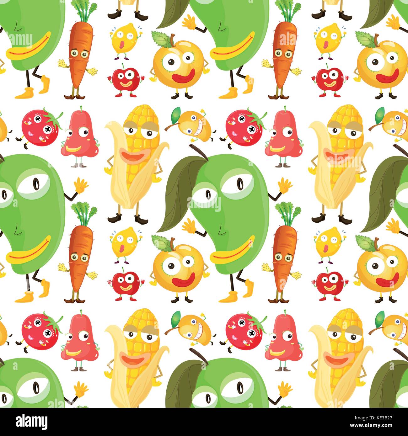 Seamless background with vegetables and fruits illustration Stock ...