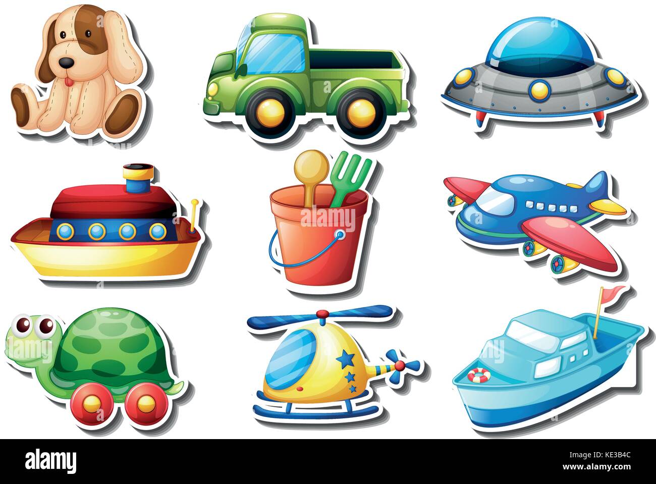 Set of toys sticker on white illustration Stock Vector Image & Art - Alamy