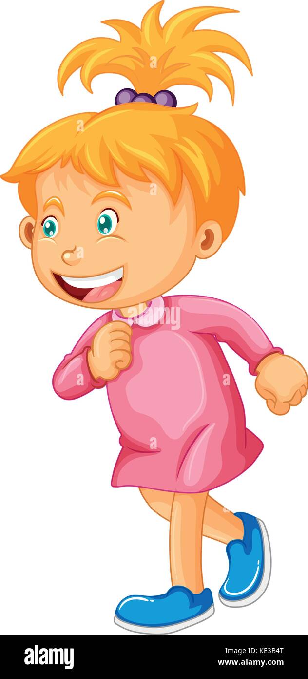 Little girl in pink outfit illustration Stock Vector Image & Art - Alamy