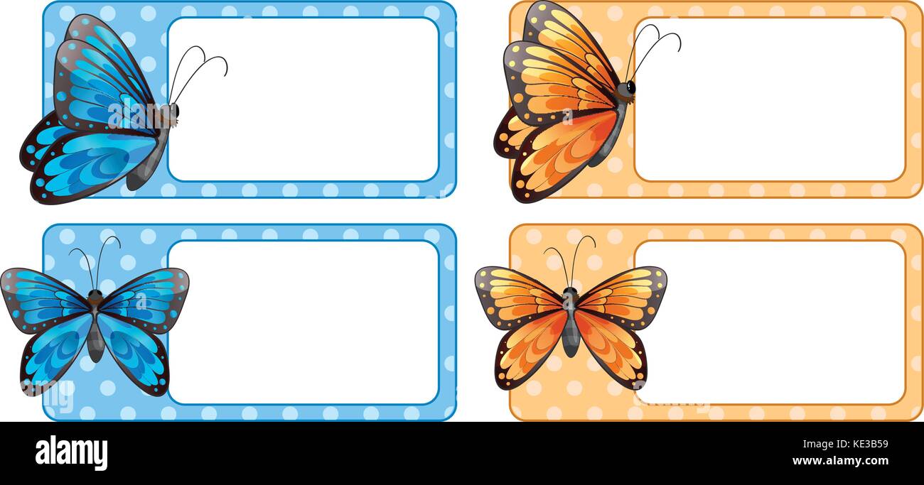 Square label with colorful butterflies illustration Stock Vector Image ...