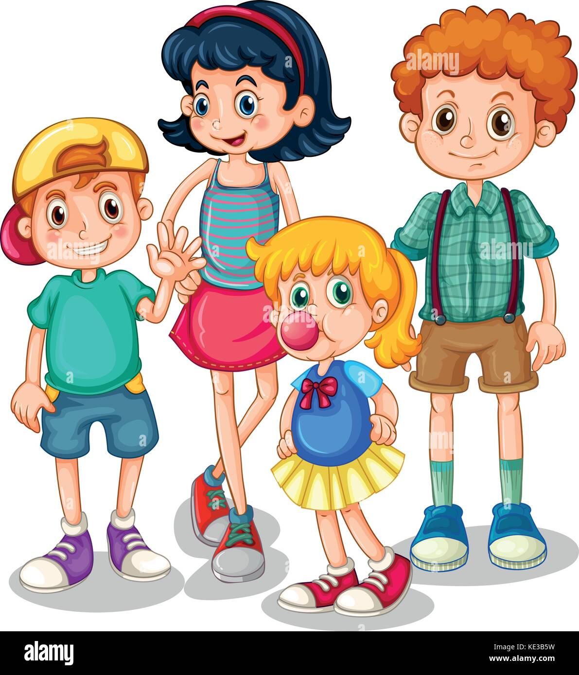 Boys and girls standing in group illustration Stock Vector Image & Art ...