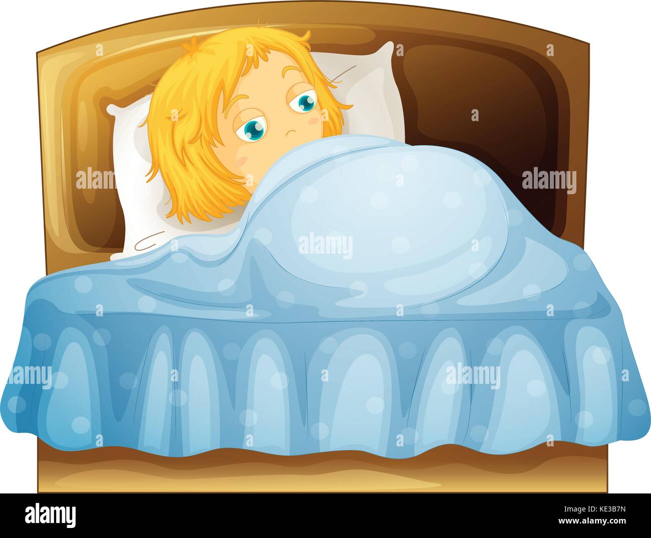 Girl feeling sleepy in bed illustration Stock Vector Image & Art - Alamy