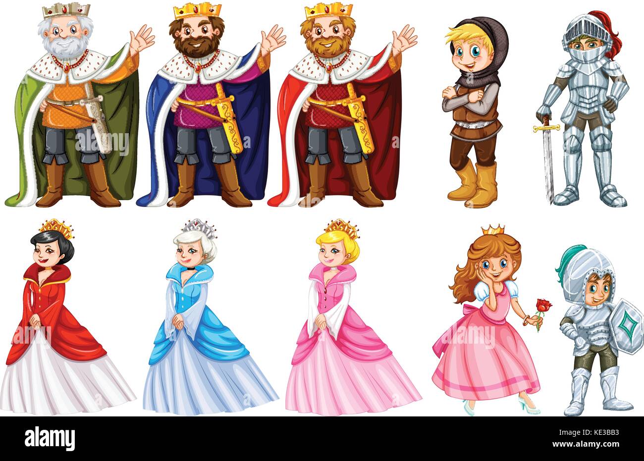 Different fairytales characters on white background illustration Stock ...