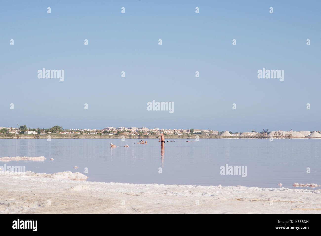 Bathers in The Salt Lake at Torrevieja, Alicante, Spain Stock Photo Alamy