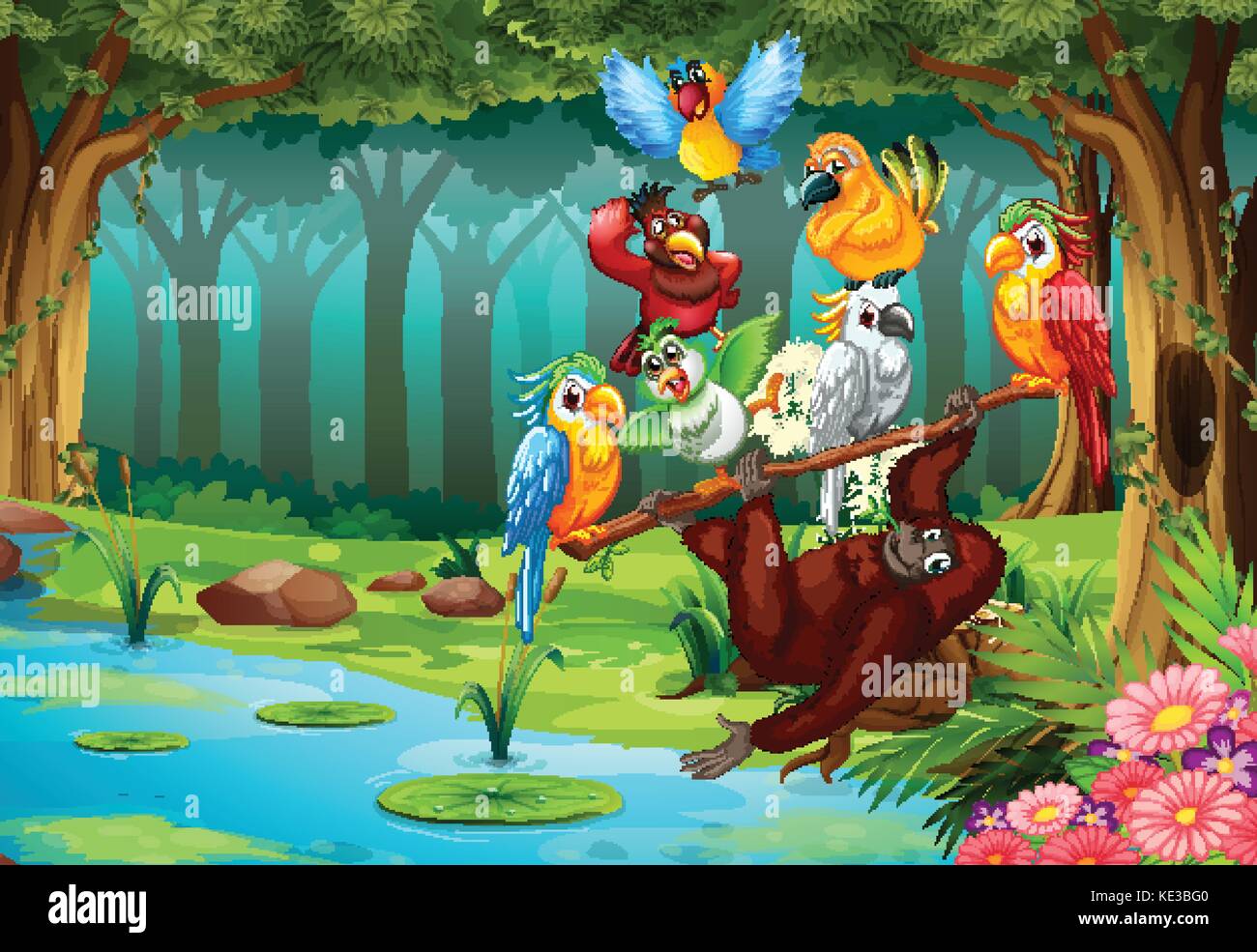 Wild animals in the forest illustration Stock Vector Image & Art - Alamy
