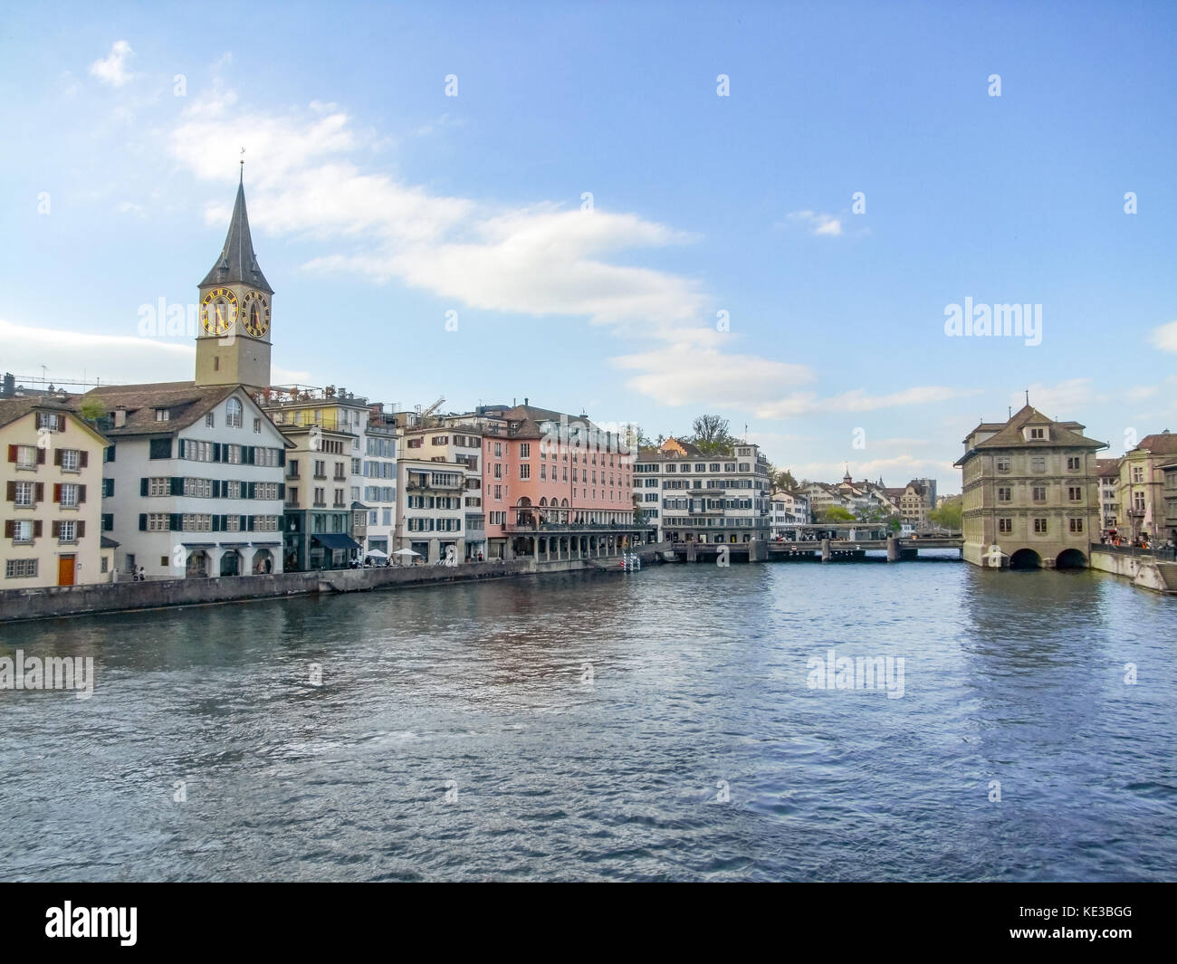 riparian scenery of Zurich, the largest city in Switzerland Stock Photo