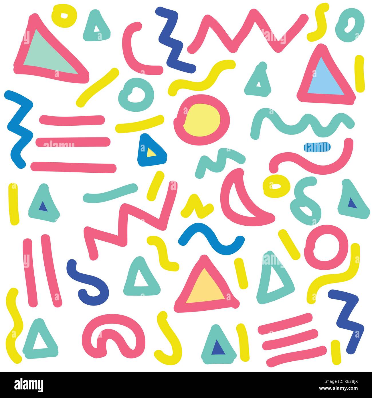 doodle seamless pattern in memphis style, vector format Stock Vector ...