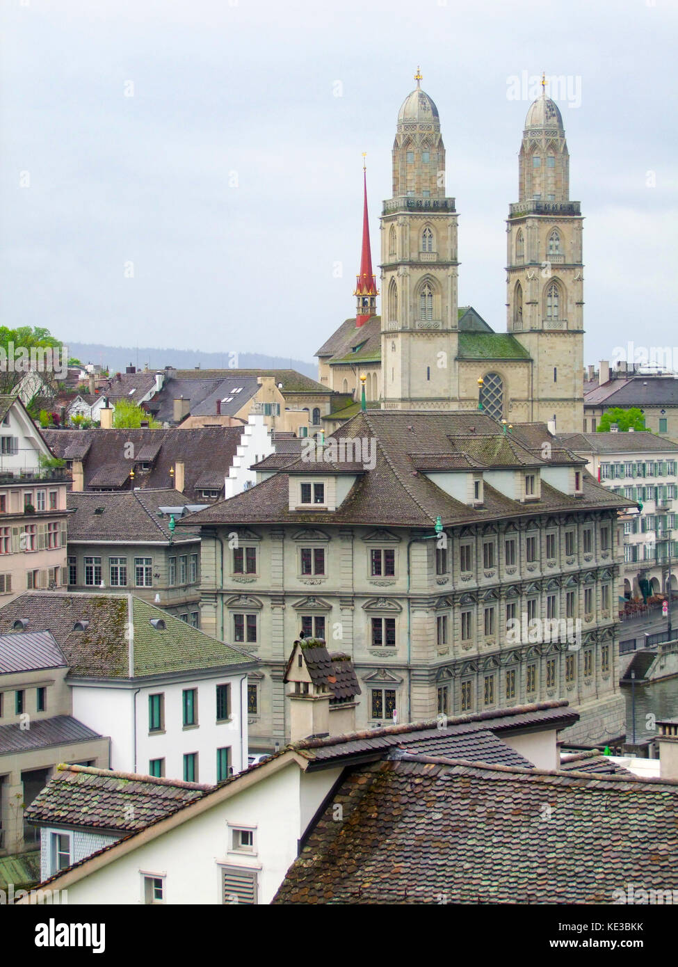 High angle view of Zurich, the largest city in Switzerland Stock Photo