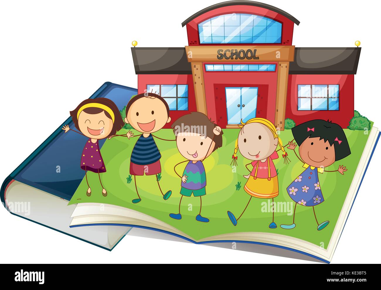 Books and children at the school illustration Stock Vector Image & Art ...