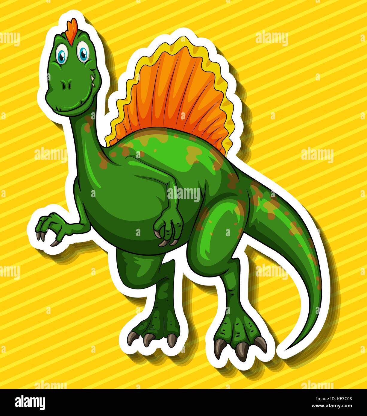 Green dinosaur on yellow background illustration Stock Vector Image ...