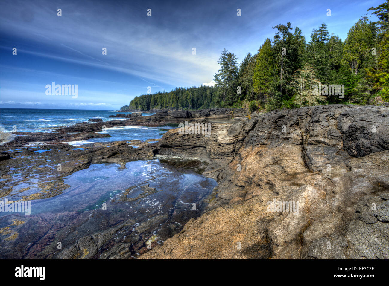 Coastline of the Juan de Fuca Trail on the west coast of Vancouver Island, Canada Stock Photo