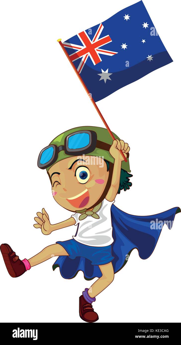 Boy holding Australia flag illustration Stock Vector Image & Art - Alamy