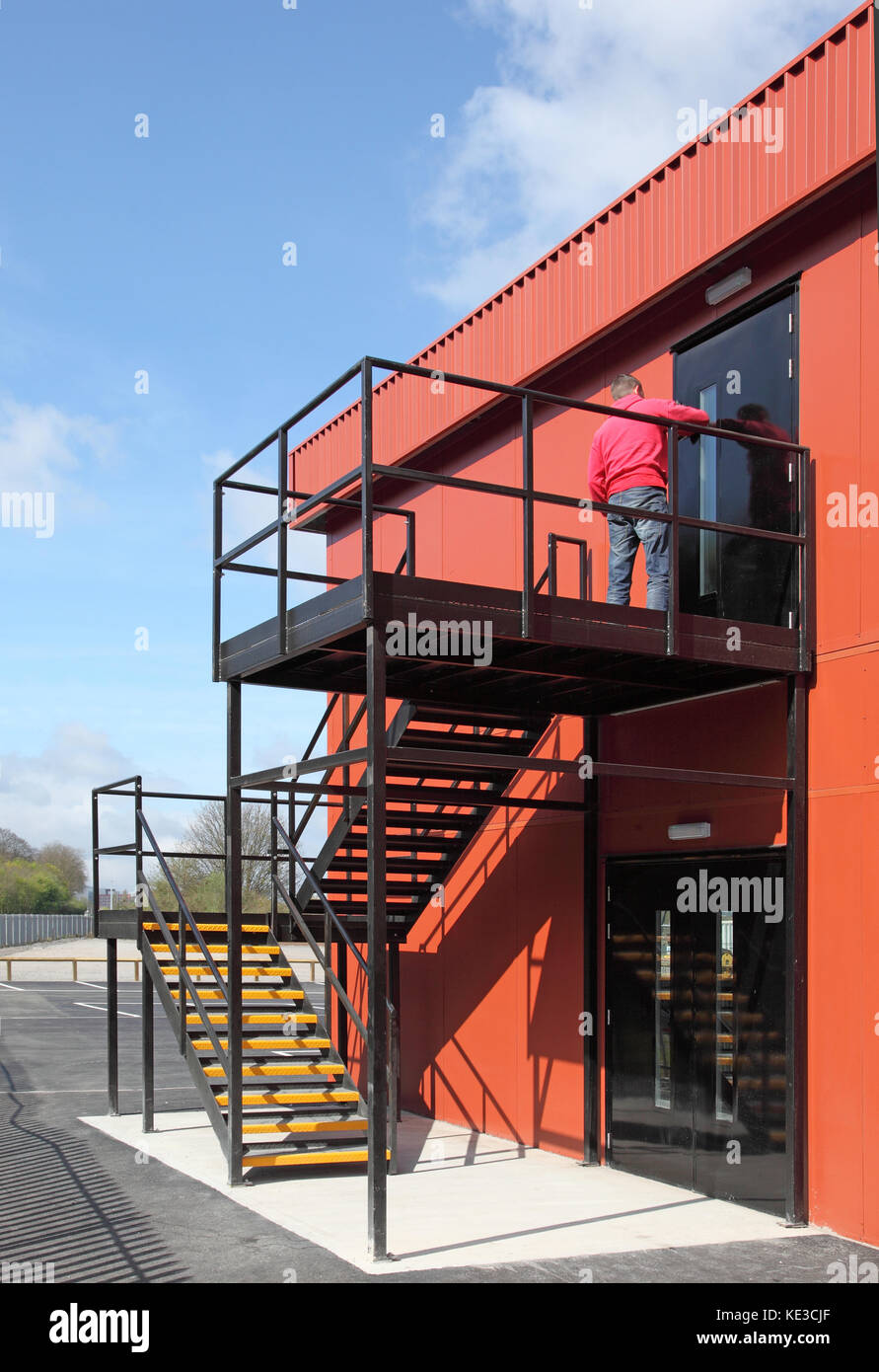 External fire escape stairs on a new office building for Network Rail