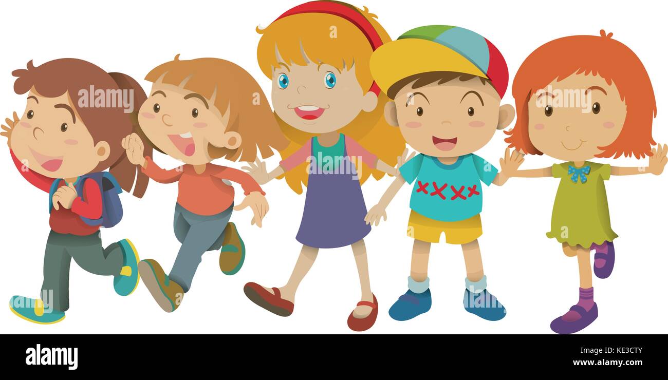 Boy and girls with happy face illustration Stock Vector Image & Art - Alamy
