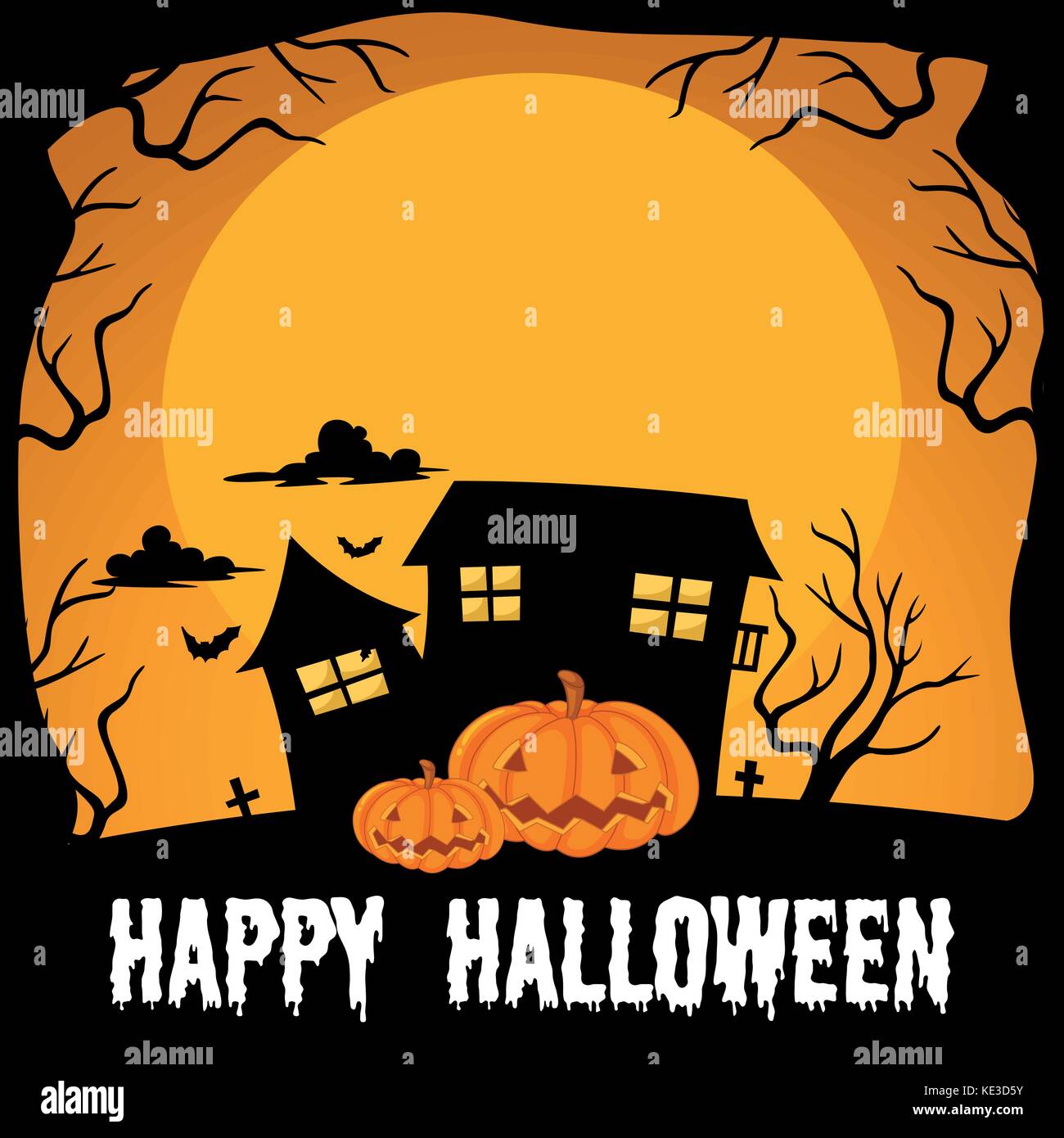 Halloween theme with haunted house illustration Stock Vector Image ...