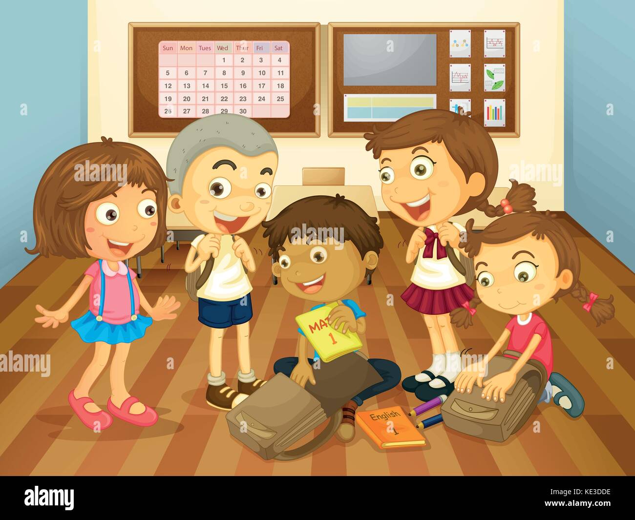 Children learning in the classroom illustration Stock Vector