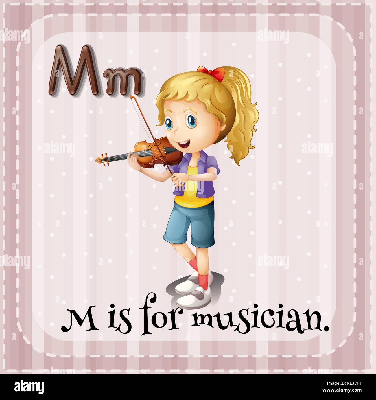 Flashcard M is for musician illustration Stock Vector