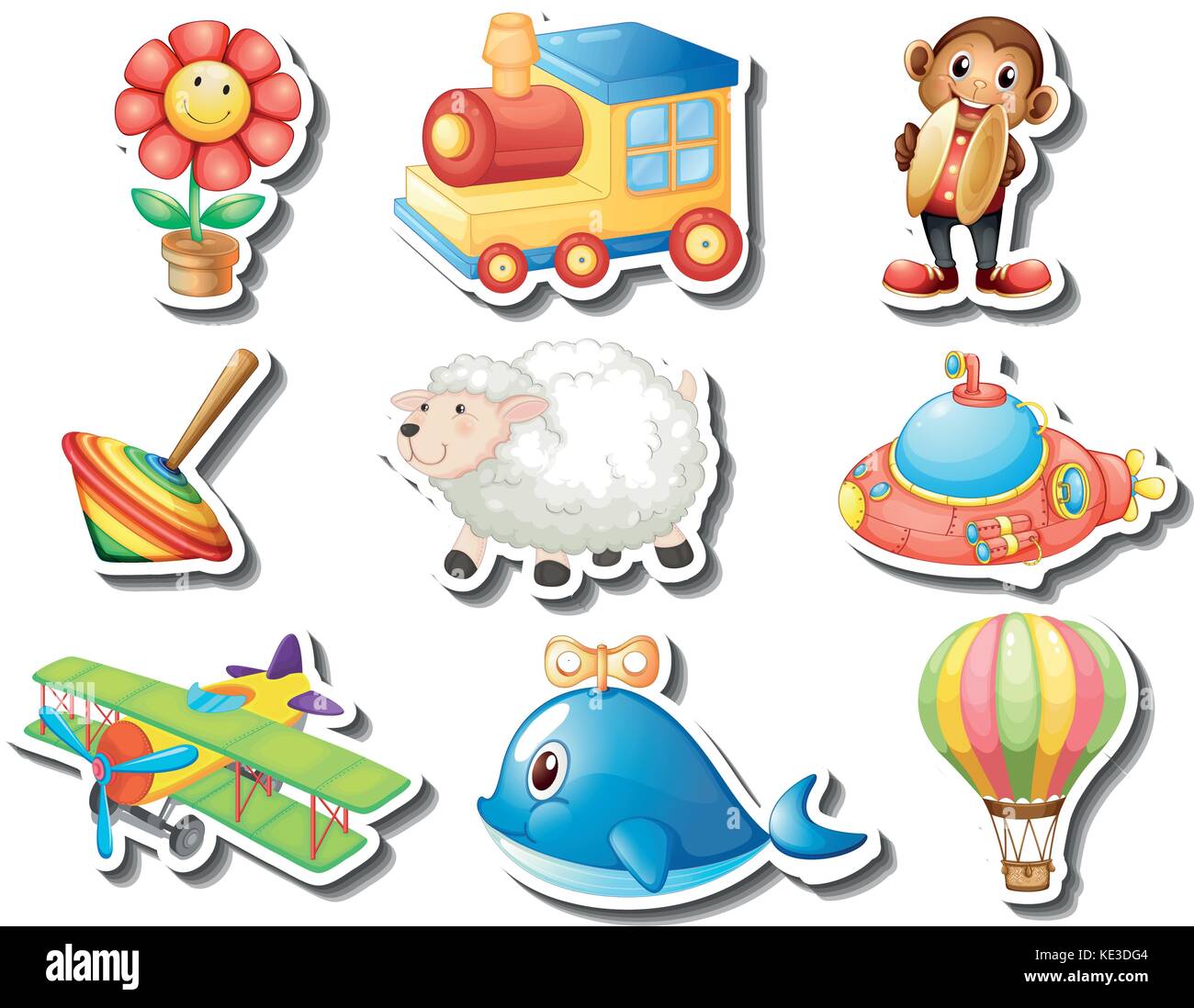Different kind of toys sticker illustration Stock Vector Image & Art