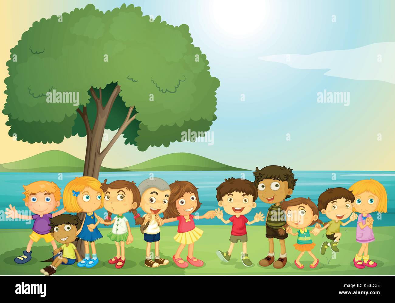 Children being happy at the park illustration Stock Vector Image & Art ...