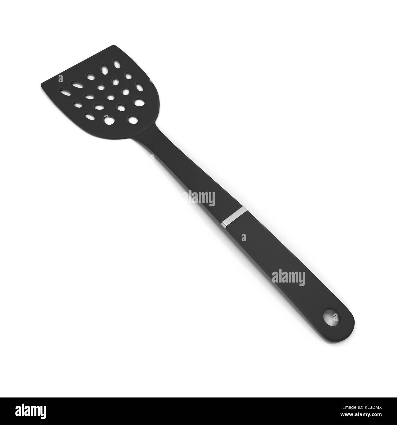 Black plastic slotted spoon on white. 3D illustration Stock Photo - Alamy